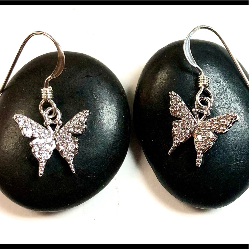 Butterfly Earrings, Dragonfly, Flower, Minimalist - Picture 5 of 10